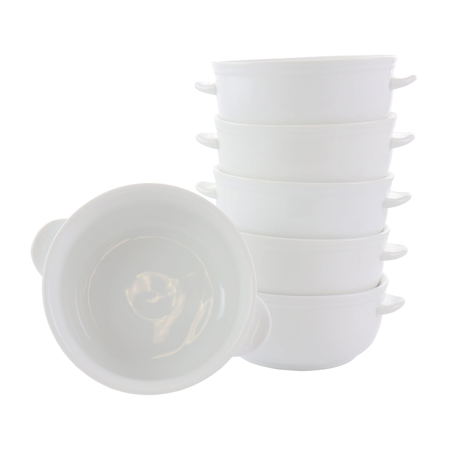 Our Table Simply White 6 Piece 5.5 Inch Porcelain Double Handle Bistro Bowl Set