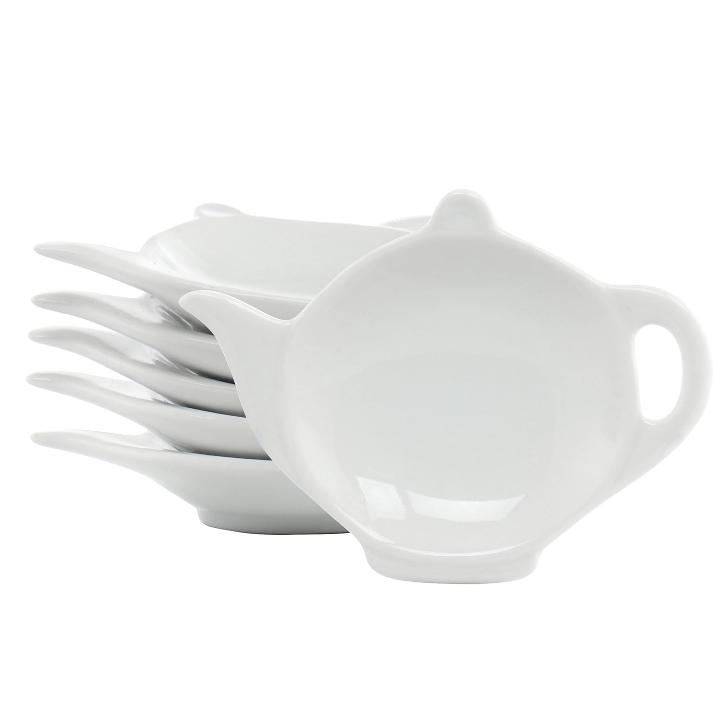 Our Table Simply White 6 Piece Teapot Ceramic Tea Bag Caddy Dish Set in White