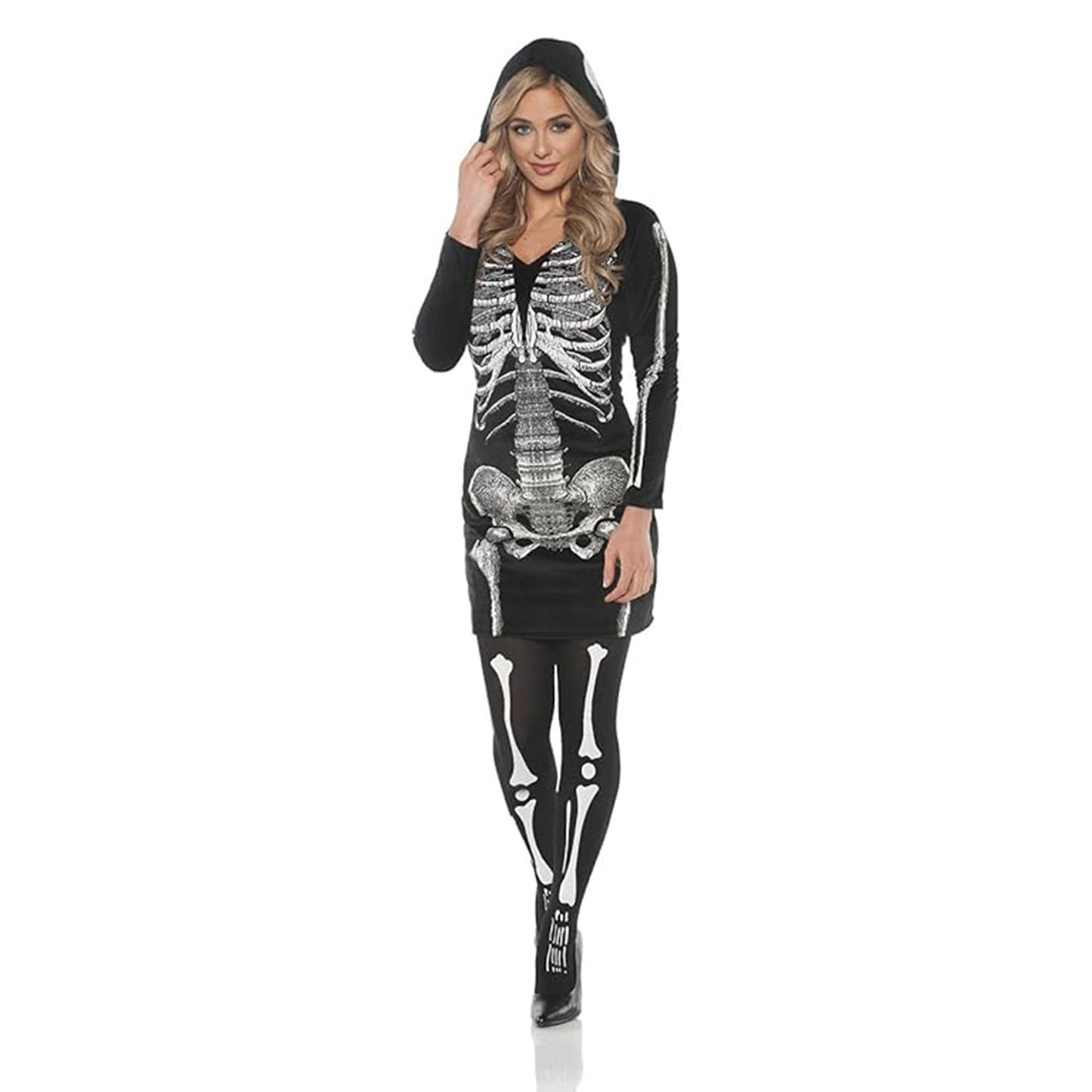 Women's Skeletal Hoodie Dress Costume XL