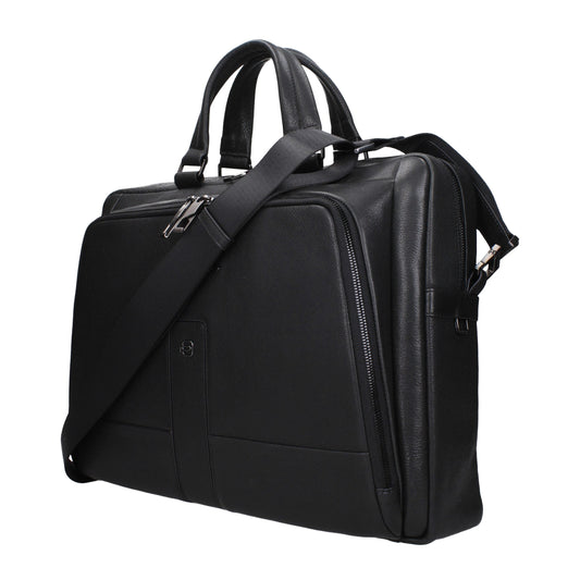 Black Leather Business And Laptop Bag