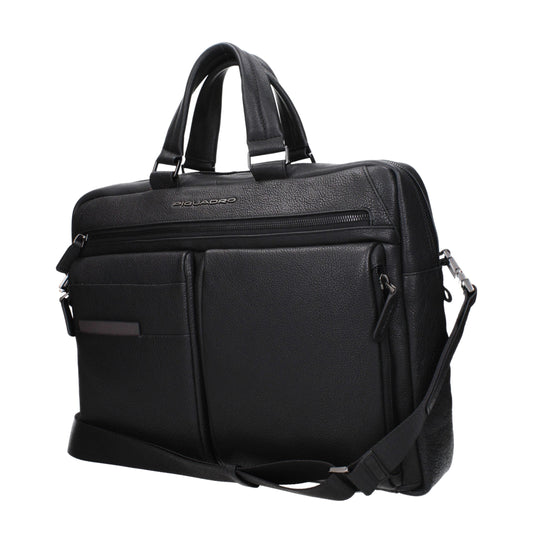 Black Leather Business And Laptop Bag
