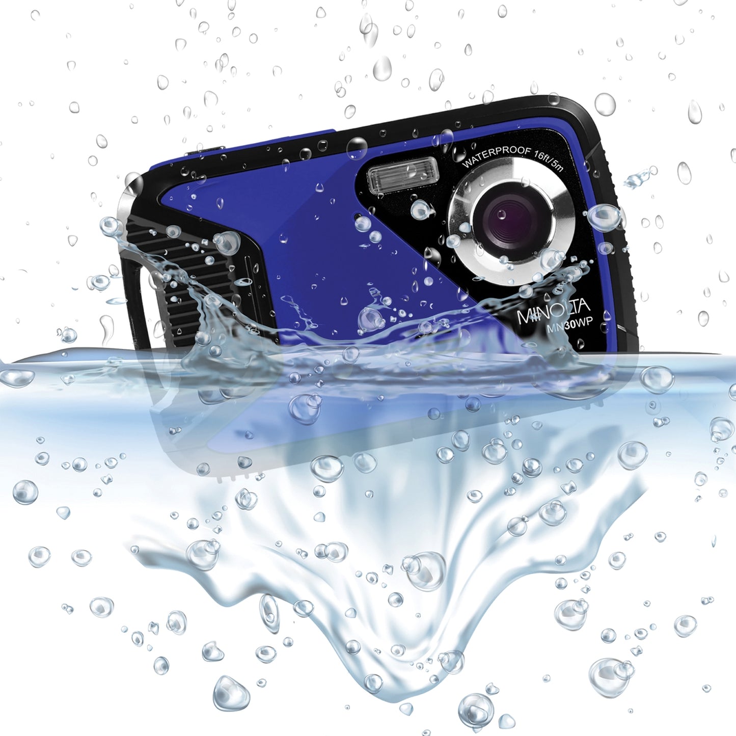 Minolta MN30WP-BL MN30WP Waterproof 4x Digital Zoom 21 MP/1080p Digital Camera (Blue)
