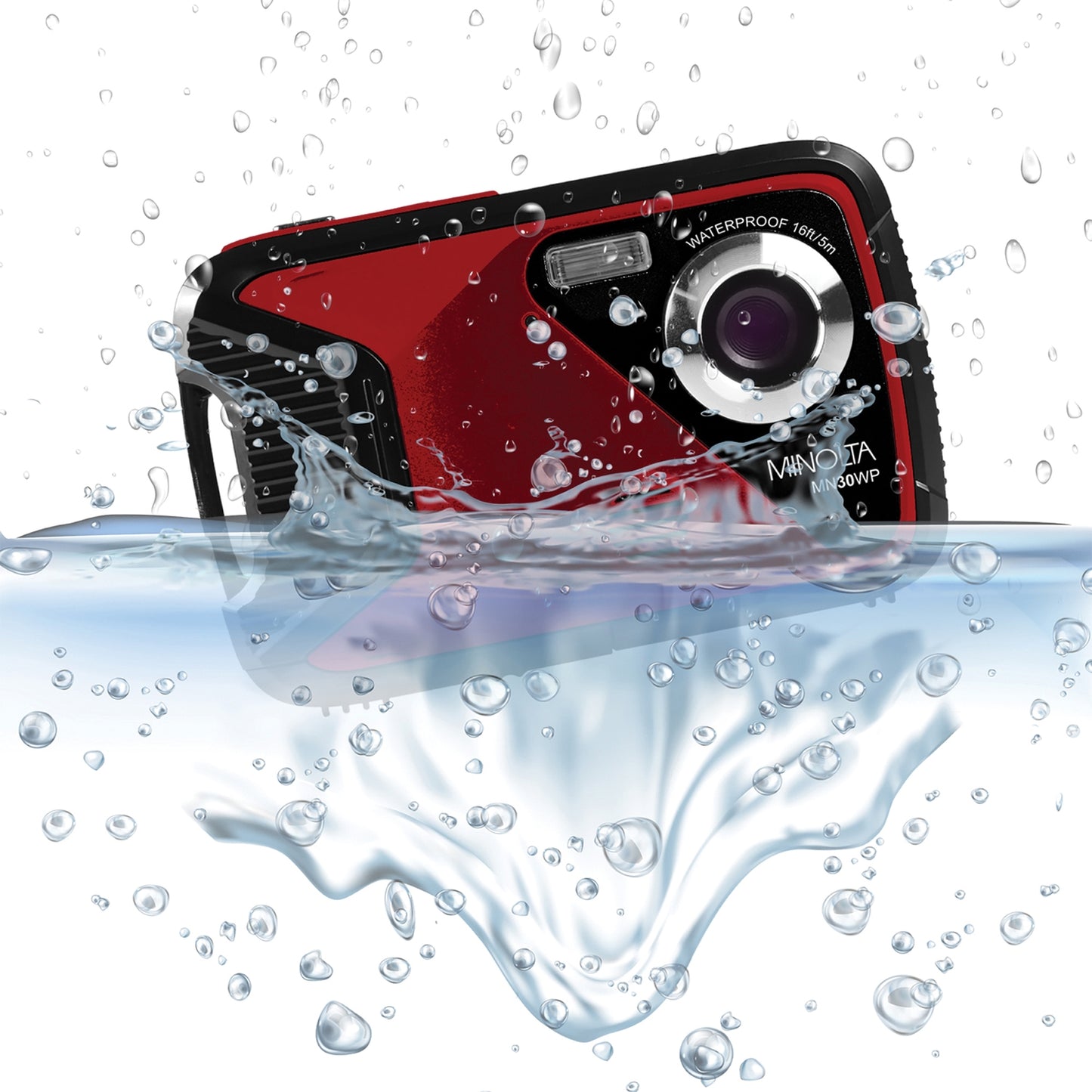 Minolta MN30WP-R MN30WP Waterproof 4x Digital Zoom 21 MP/1080p Digital Camera (Red)