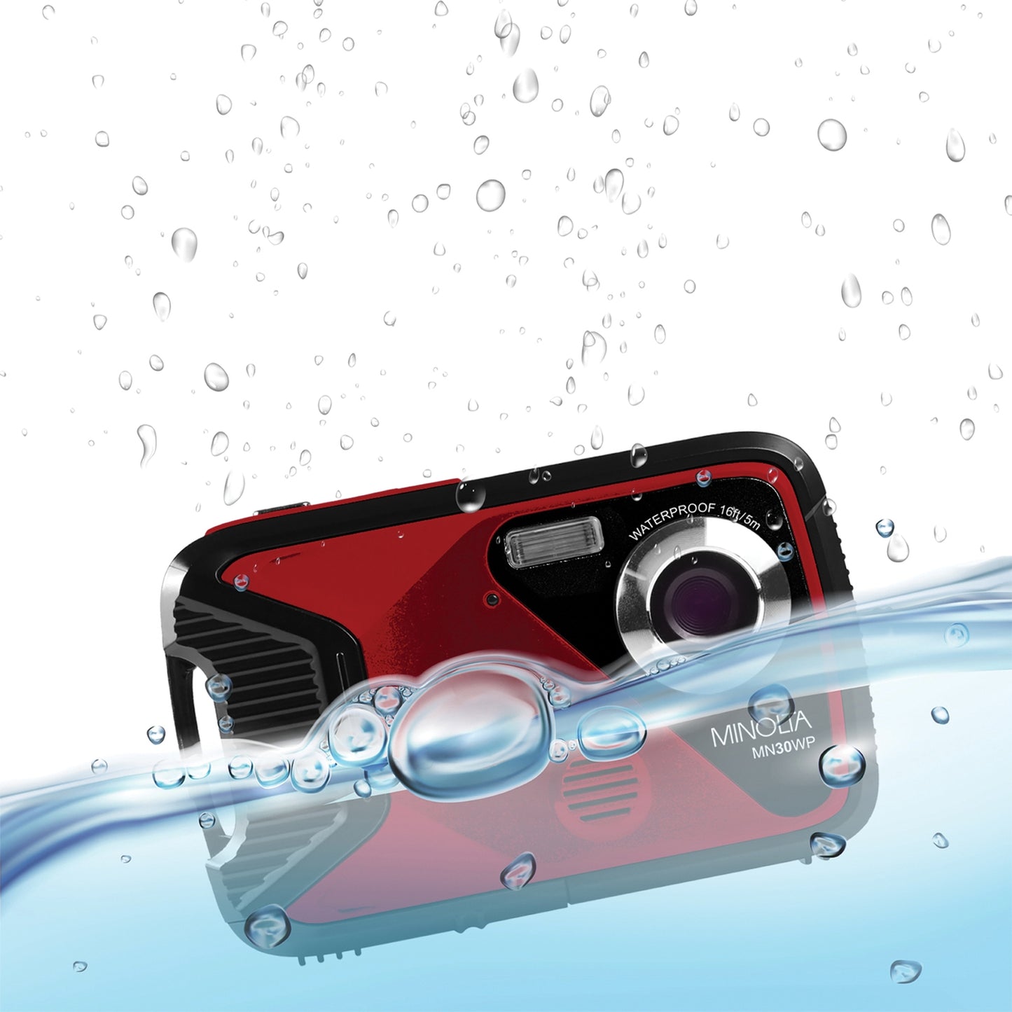 Minolta MN30WP-R MN30WP Waterproof 4x Digital Zoom 21 MP/1080p Digital Camera (Red)