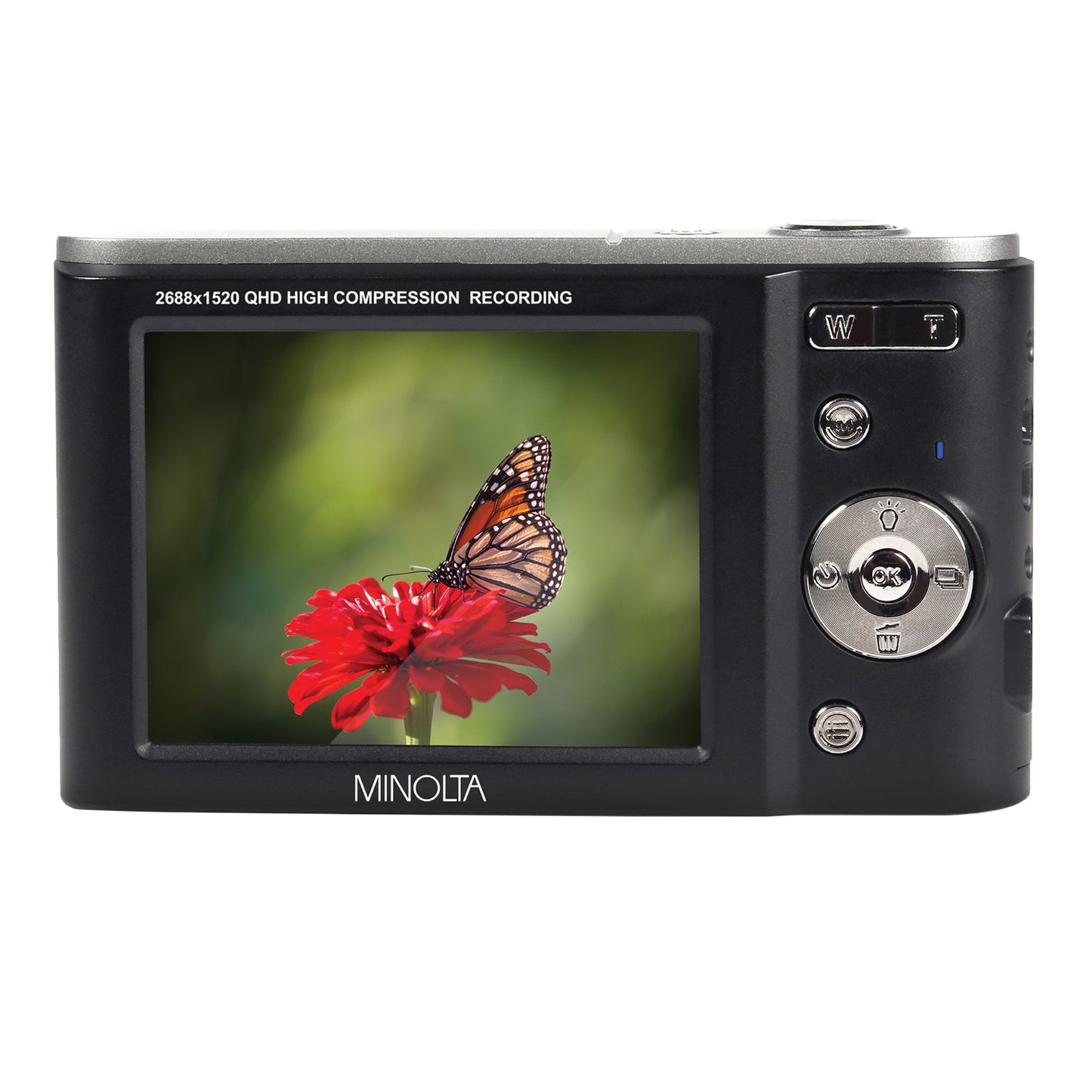 Minolta MND20-BK MND20 16x Digital Zoom 44 MP/2.7K Quad HD Digital Camera (Black)