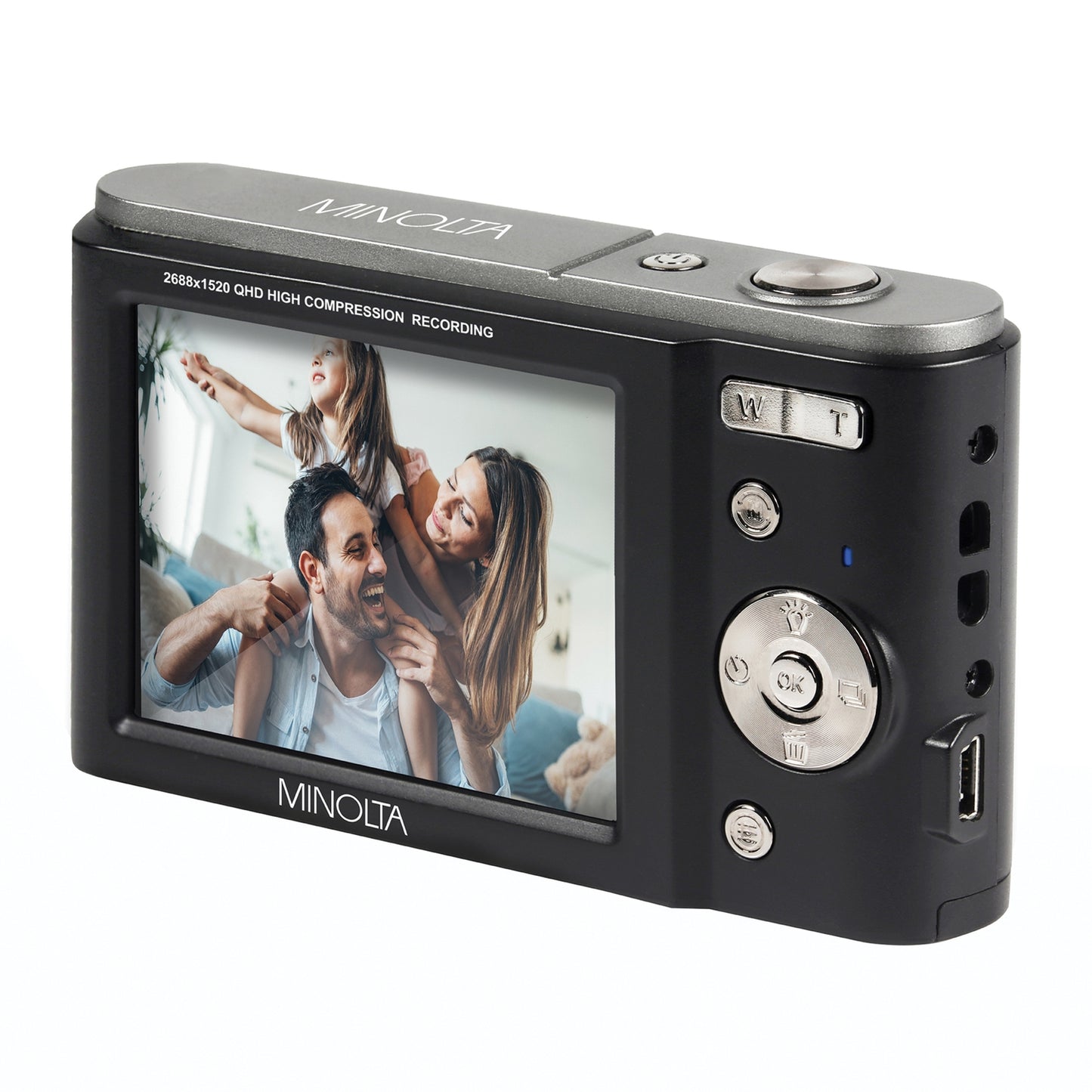 Minolta MND20-BK MND20 16x Digital Zoom 44 MP/2.7K Quad HD Digital Camera (Black)