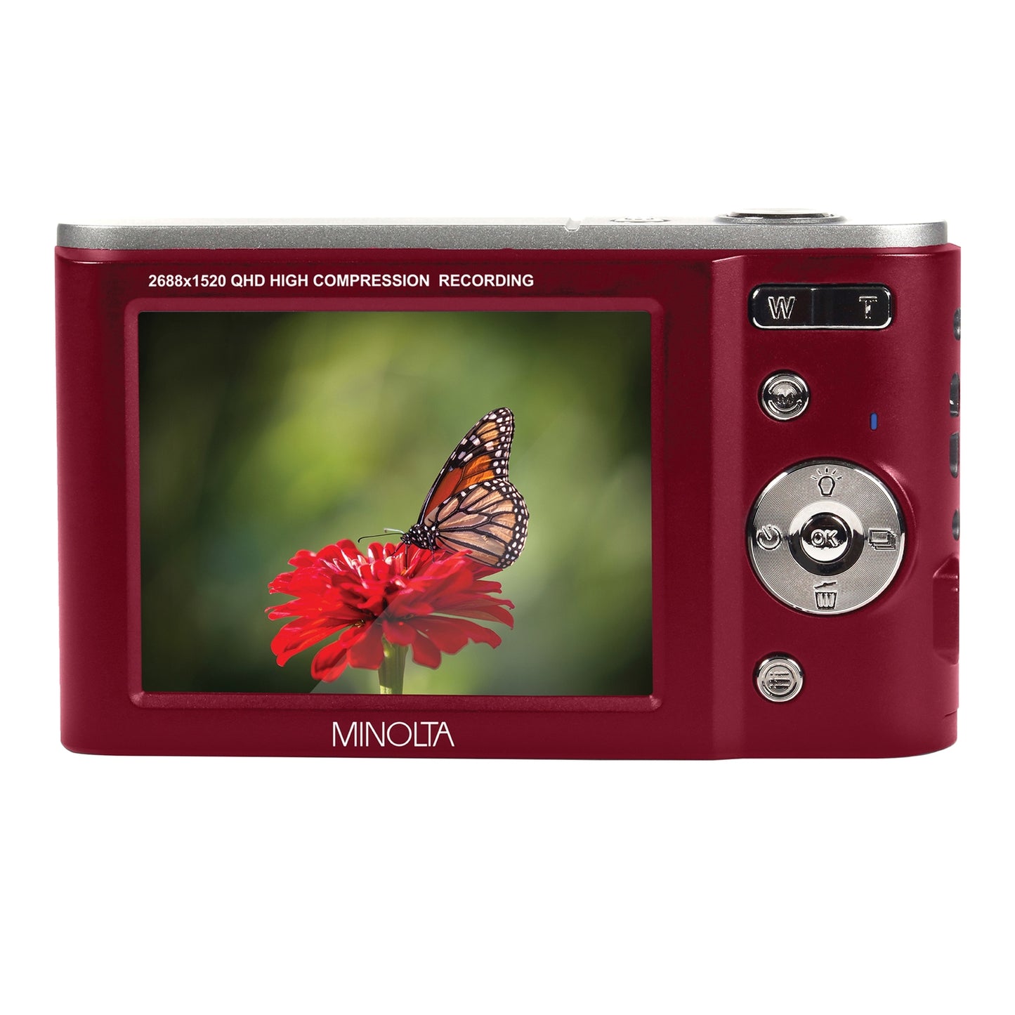 Minolta MND20-R MND20 16x Digital Zoom 44 MP/2.7K Ultra HD Digital Camera (Red)