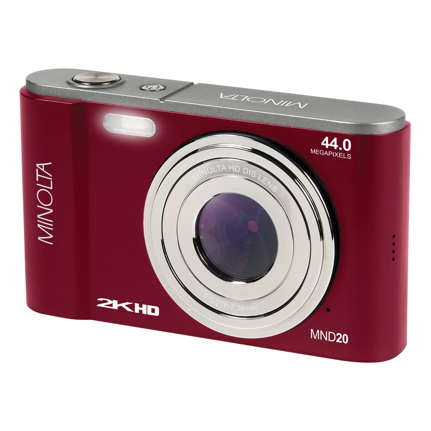 Minolta MND20-R MND20 16x Digital Zoom 44 MP/2.7K Ultra HD Digital Camera (Red)