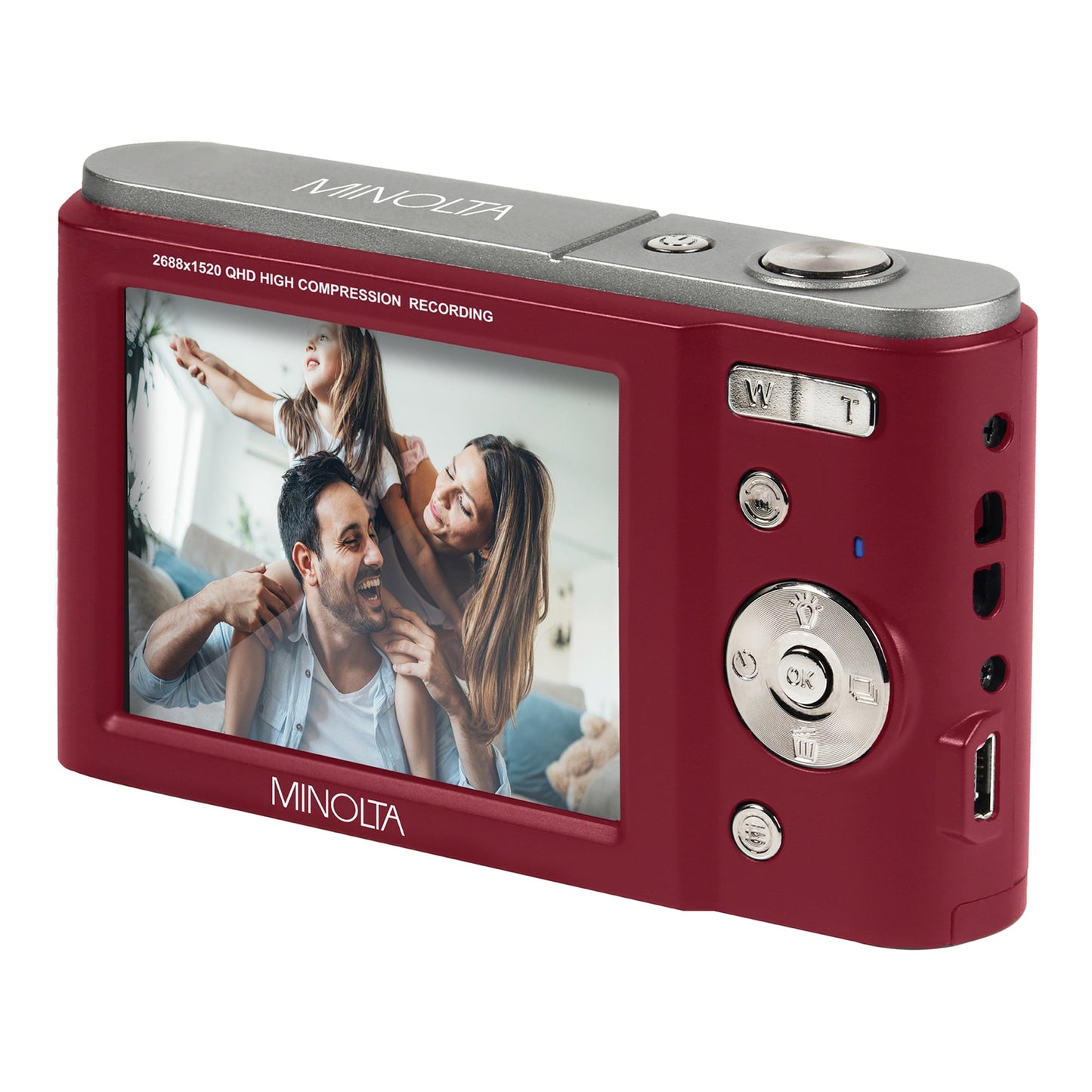 Minolta MND20-R MND20 16x Digital Zoom 44 MP/2.7K Ultra HD Digital Camera (Red)