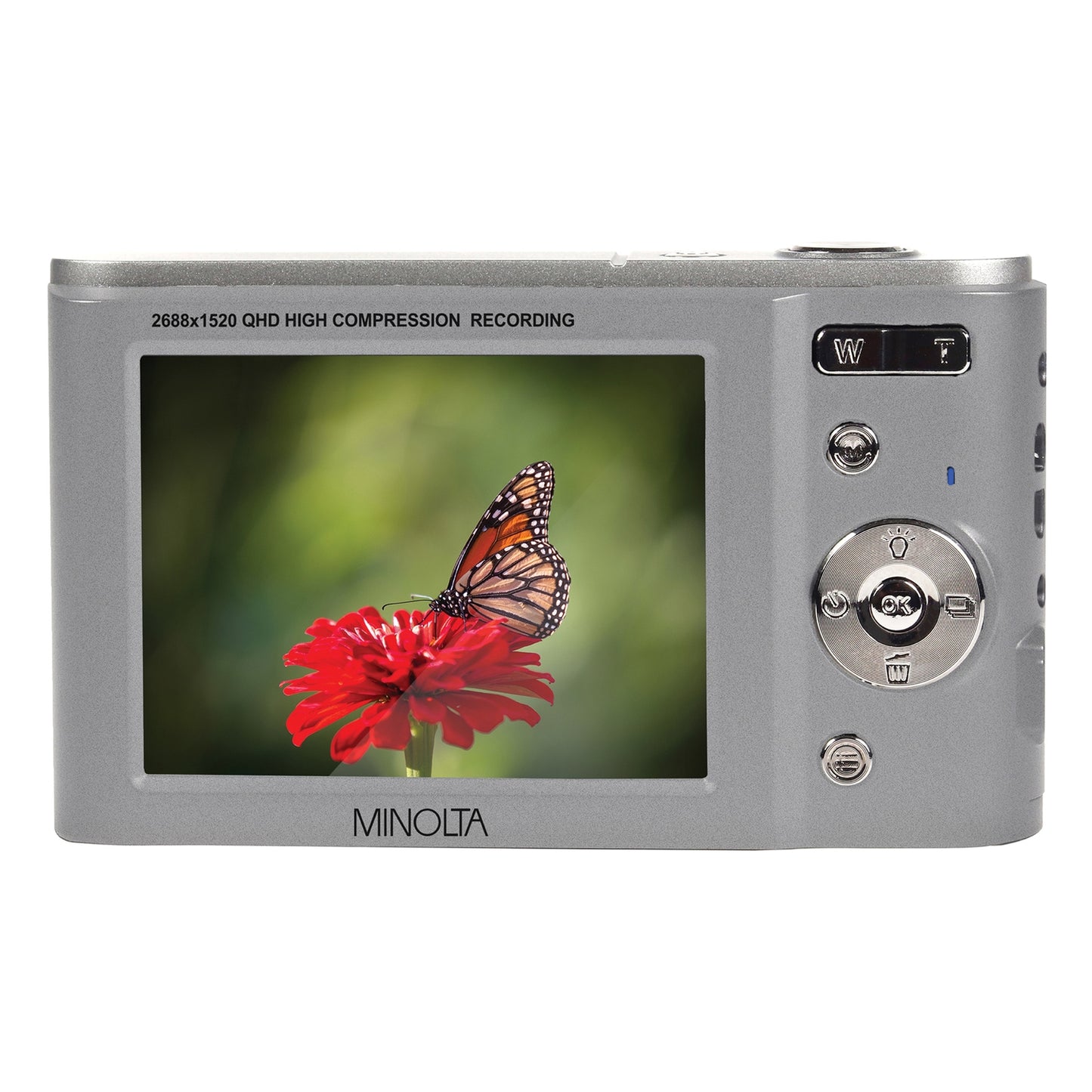 Minolta MND20-S MND20 16x Digital Zoom 44 MP/2.7K Quad HD Digital Camera (Silver)