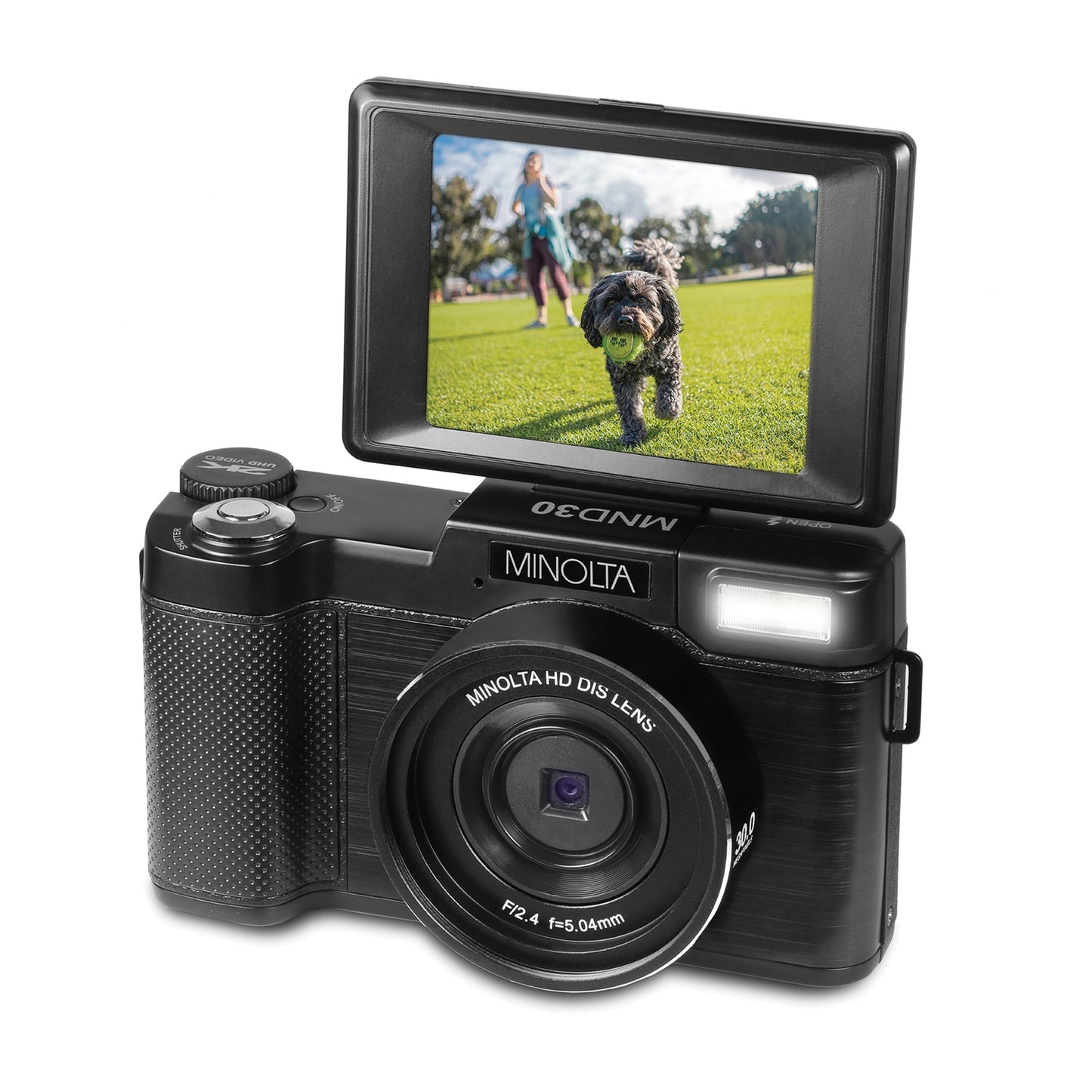 Minolta MND30-BK MND30 4x Digital Zoom 30 MP/2.7K Quad HD Digital Camera (Black)