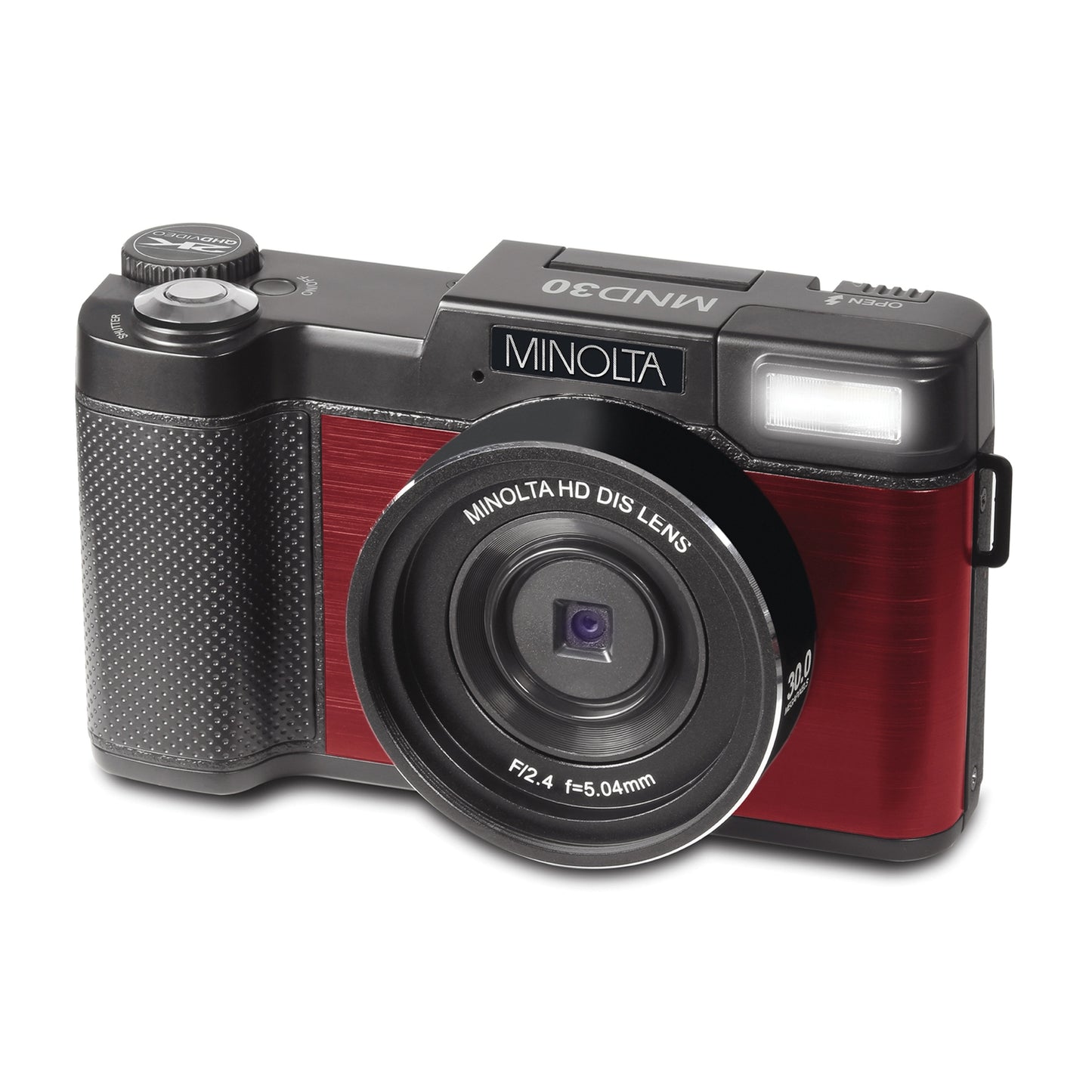Minolta MND30-R MND30 4x Digital Zoom 30 MP/2.7K Quad HD Digital Camera (Red)
