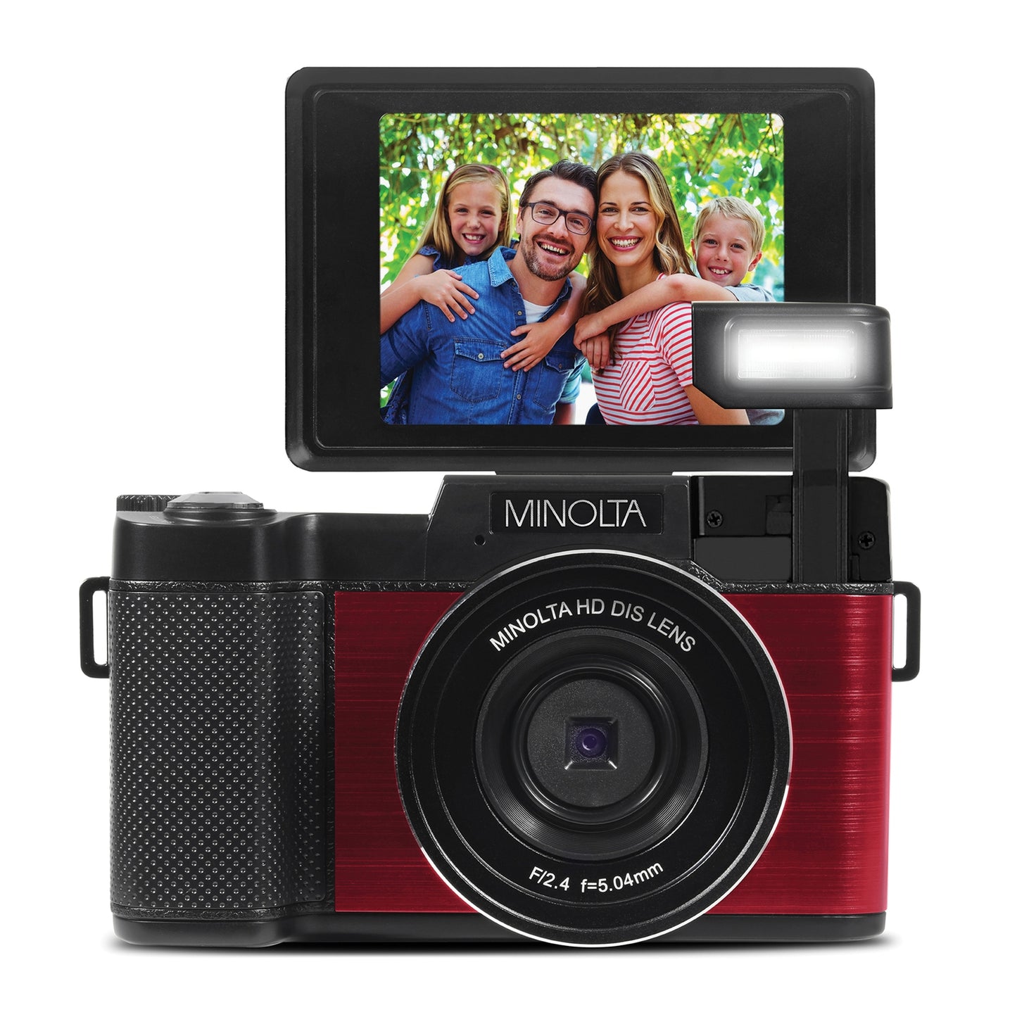 Minolta MND30-R MND30 4x Digital Zoom 30 MP/2.7K Quad HD Digital Camera (Red)