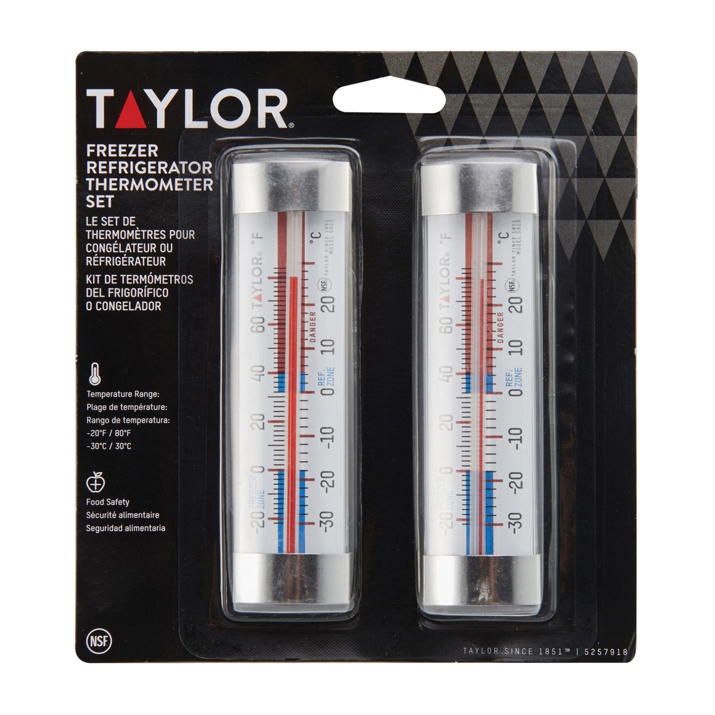 Taylor Precision Products 5257918 Fridge and Freezer Thermometers, 2 Pack