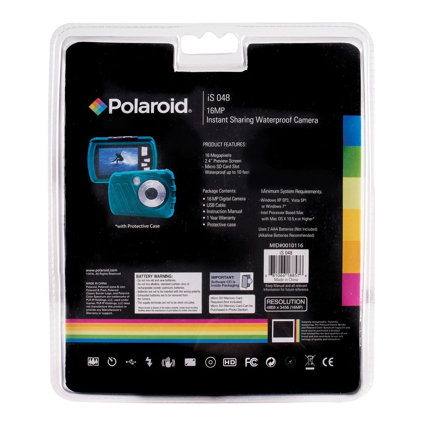 Polaroid IS048-TEAL 16.0 Megapixel Waterproof Instant Sharing Digital Camera