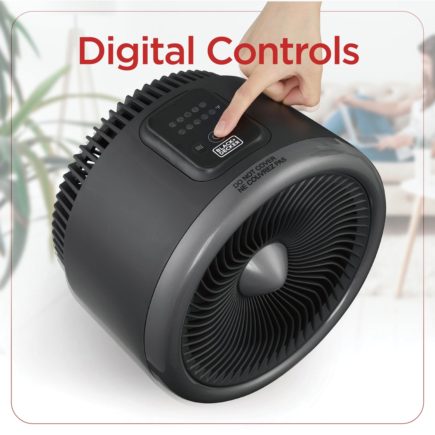 BLACK+DECKER BHDT118 BHDT118 1,500-Watt-Max Digital Turbo 2-in-1 Fan Heater with Thermostat, Silver and Black