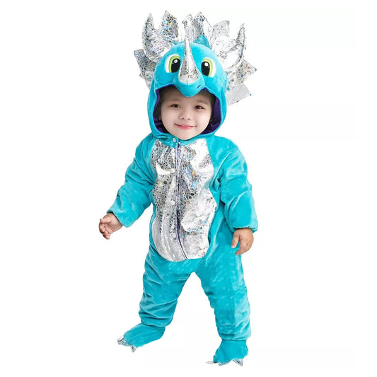 Blue Baby Triceratops Dinosaur Baby Costume | 2T