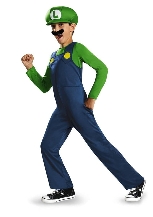 Nintendo Super Mario Bros Luigi Classic Child Costume Medium 7-8