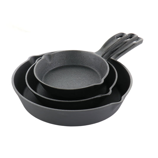 Oster Castaway 3 Piece Cast Iron Pre-Seasoned Frying Pans