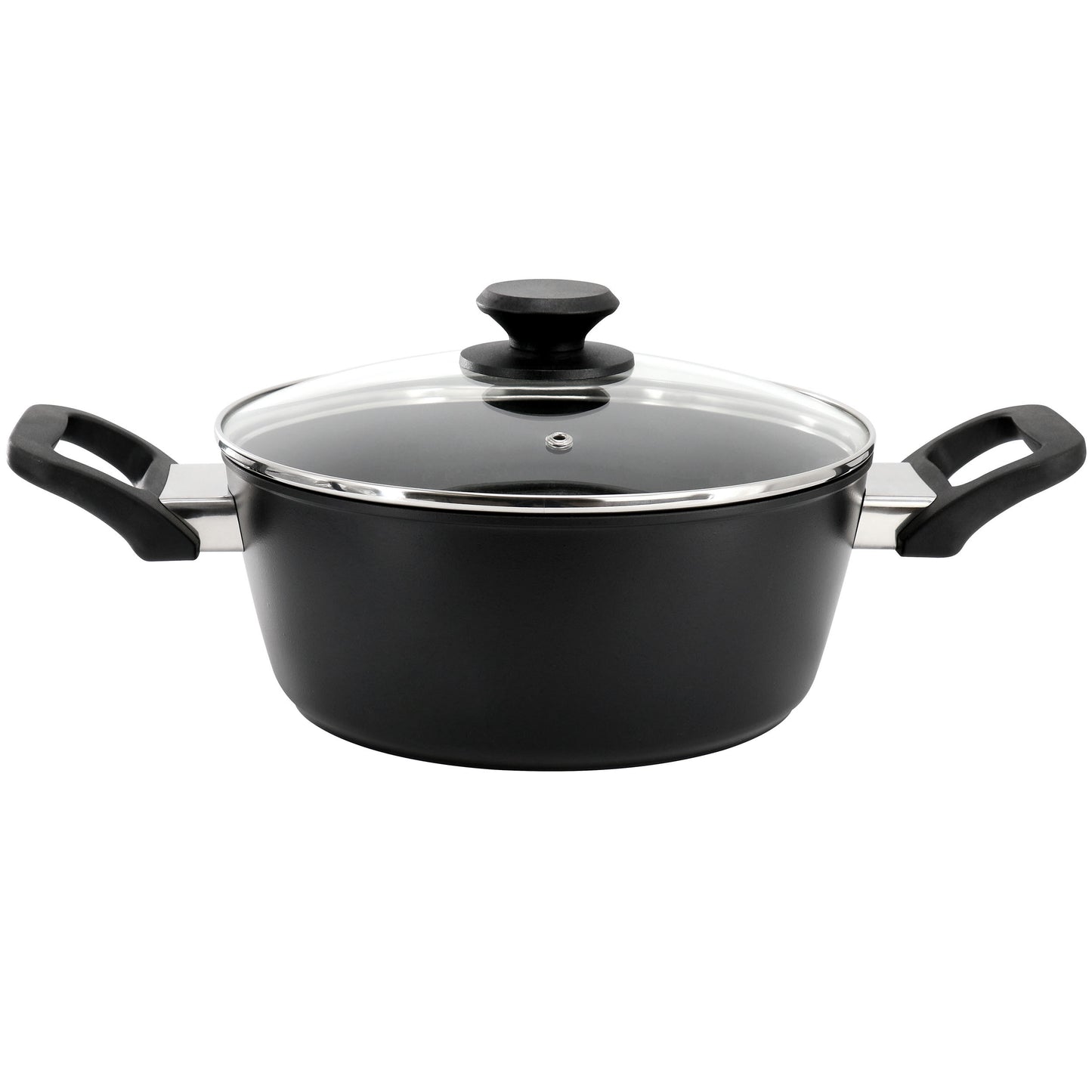 Oster Connelly 4 Quart Textured Nonstick Aluminum Dutch Oven with Lid in Black