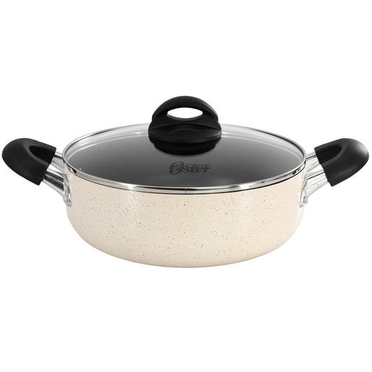 Oster Clairborne 3.6 Quart Nonstick Aluminum Caldero with Lid in Linen