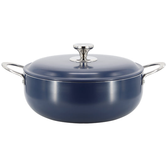 Oster Cartagena 7.4 Quart Nonstick Aluminum Caldero with Lid in Dark Blue