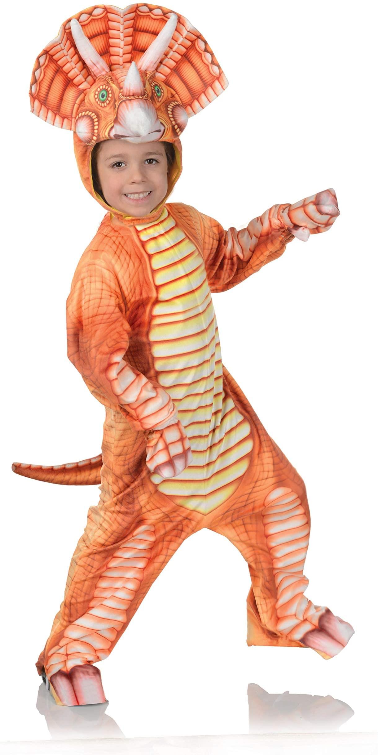 Orange T-Rex Printed Child Costume | Medium