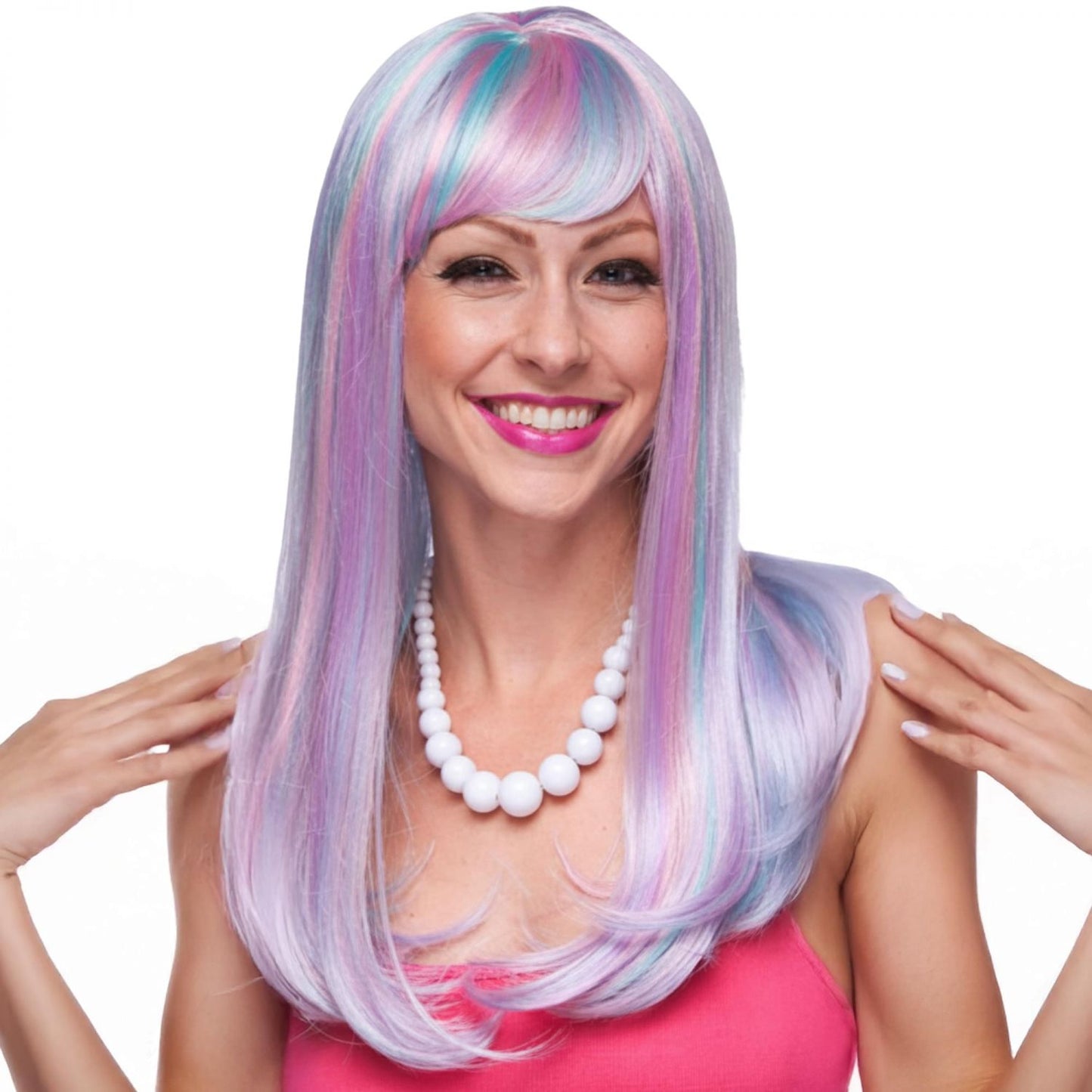 Kelly Venus Blue, Purple & Pink Wig Costume Accessory
