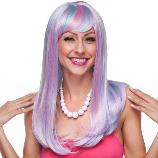 Kelly Venus Blue, Purple & Pink Wig Costume Accessory