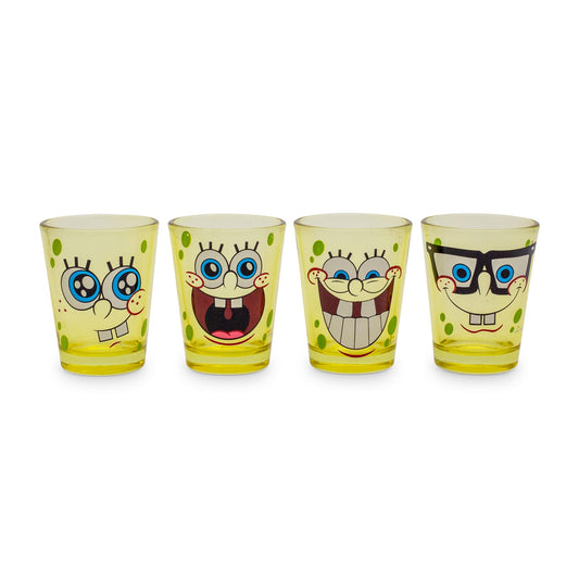 Nickelodeon SpongeBob Faces 2-Ounce Mini Glasses | Set of 4