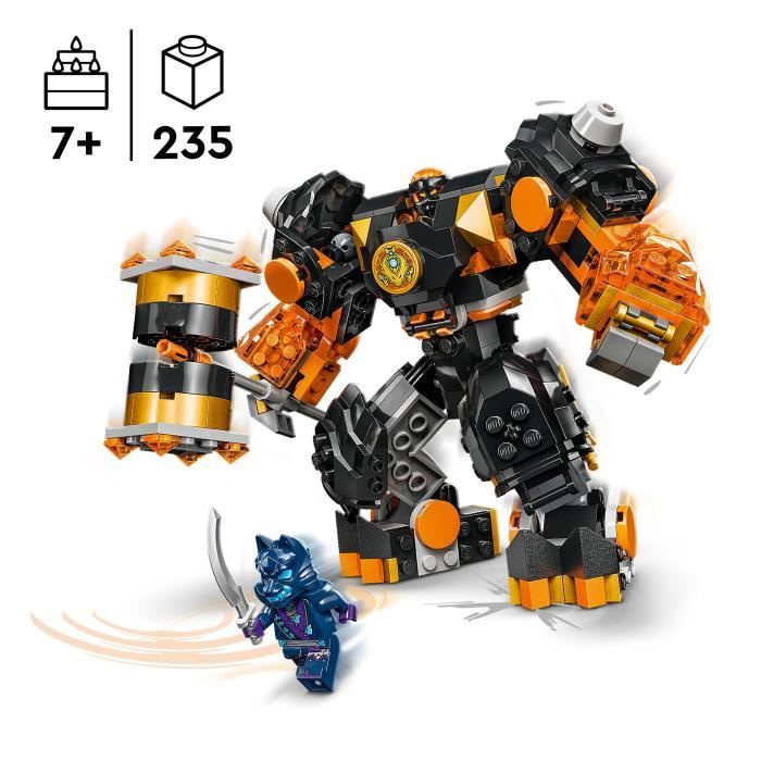 LEGO 71806 NINJAGO Cole's Elemental Robot from Earth, Toy with 2 Characters including a Cole Minifigure, Ninja Gift