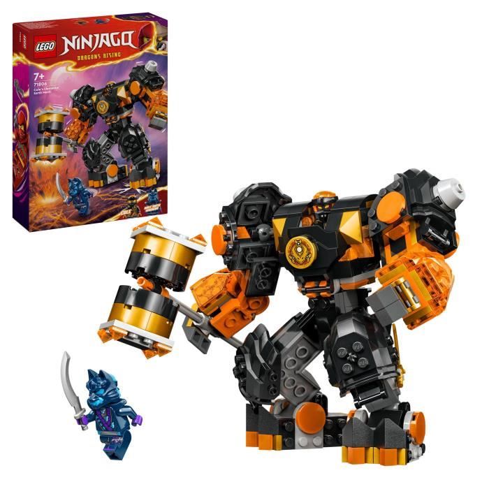 LEGO 71806 NINJAGO Cole's Elemental Robot from Earth, Toy with 2 Characters including a Cole Minifigure, Ninja Gift