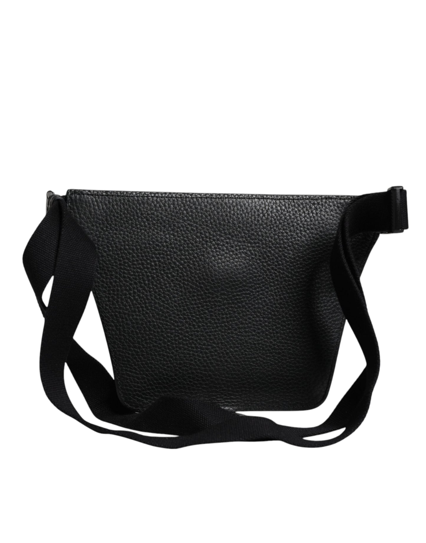 Black Calfskin Logo Plaque Belt Waist Men Fanny Pack Bag