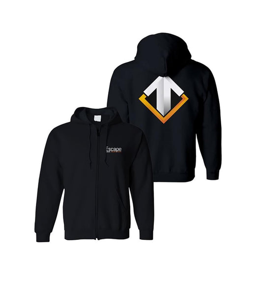 Escape Gaming Large Logo Black Zip-Up Men's Hoodie, X-Large