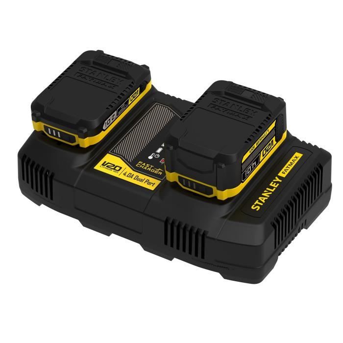 Dual Charger - 18V 4A - Compatible with all V20 Range generation batteries - STANLEY FATMAX, SFMCB24-QW