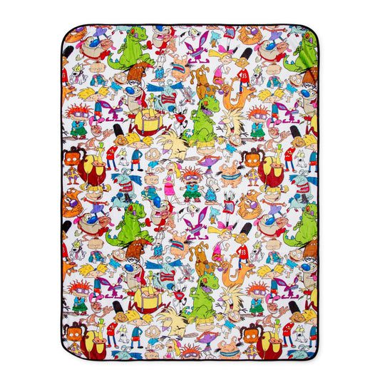 Nickelodeon Cartoon Collage Fleece Throw Blanket | 45 x 60 Inches