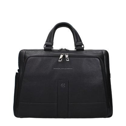 Black Leather Business And Laptop Bag