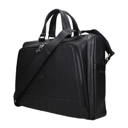 Black Leather Business And Laptop Bag