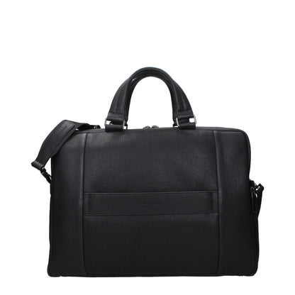 Black Leather Business And Laptop Bag
