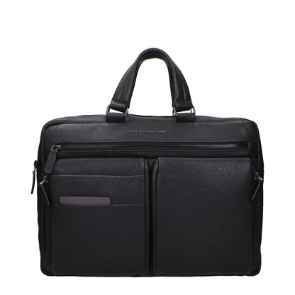 Black Leather Business And Laptop Bag