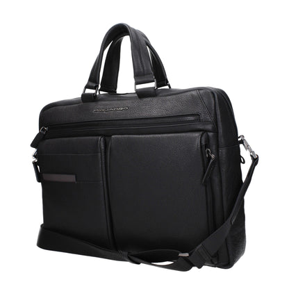 Black Leather Business And Laptop Bag