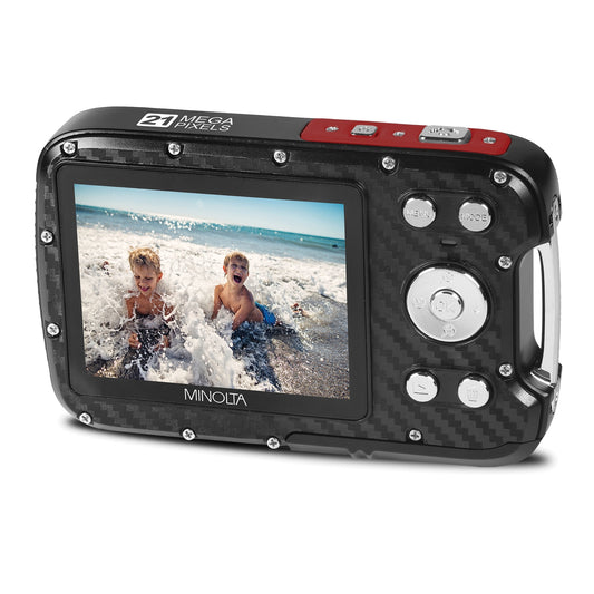Minolta MN30WP-R MN30WP Waterproof 4x Digital Zoom 21 MP/1080p Digital Camera (Red)