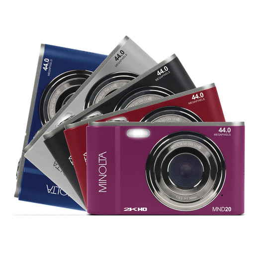 Minolta MND20-BK MND20 16x Digital Zoom 44 MP/2.7K Quad HD Digital Camera (Black)