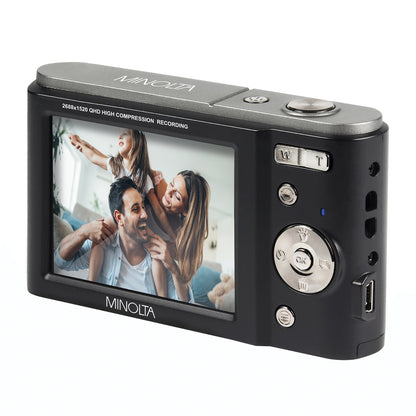 Minolta MND20-BK MND20 16x Digital Zoom 44 MP/2.7K Quad HD Digital Camera (Black)