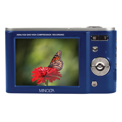 Minolta MND20-BL MND20 16x Digital Zoom 44 MP/2.7K Ultra HD Digital Camera (Blue)