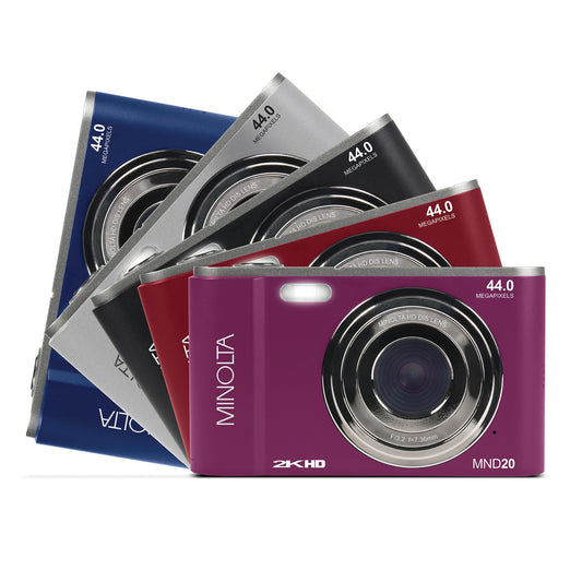 Minolta MND20-R MND20 16x Digital Zoom 44 MP/2.7K Ultra HD Digital Camera (Red)