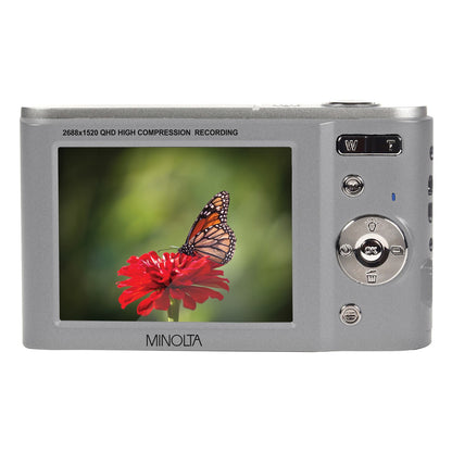 Minolta MND20-S MND20 16x Digital Zoom 44 MP/2.7K Quad HD Digital Camera (Silver)