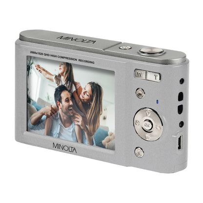 Minolta MND20-S MND20 16x Digital Zoom 44 MP/2.7K Quad HD Digital Camera (Silver)