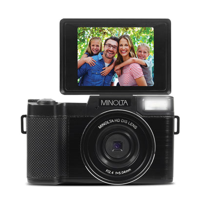 Minolta MND30-BK MND30 4x Digital Zoom 30 MP/2.7K Quad HD Digital Camera (Black)