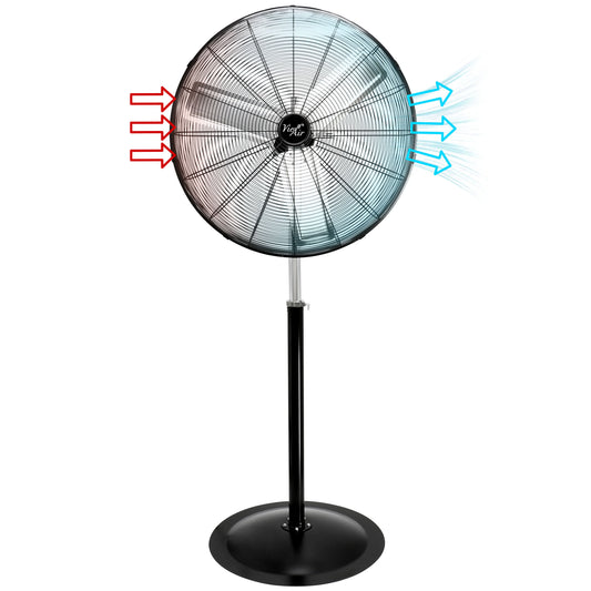 Vie Air 30 Inch Industrial Heavy Duty Pedestal Oscillating Metal Stand Fan